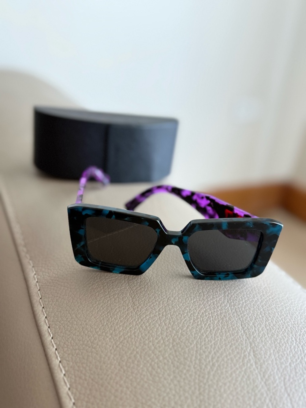 Prada Purple and Teal Patterned Sunglass Temples